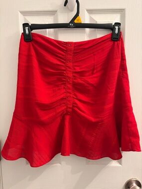 Urban Outfitters Skirt Red Ruched Button